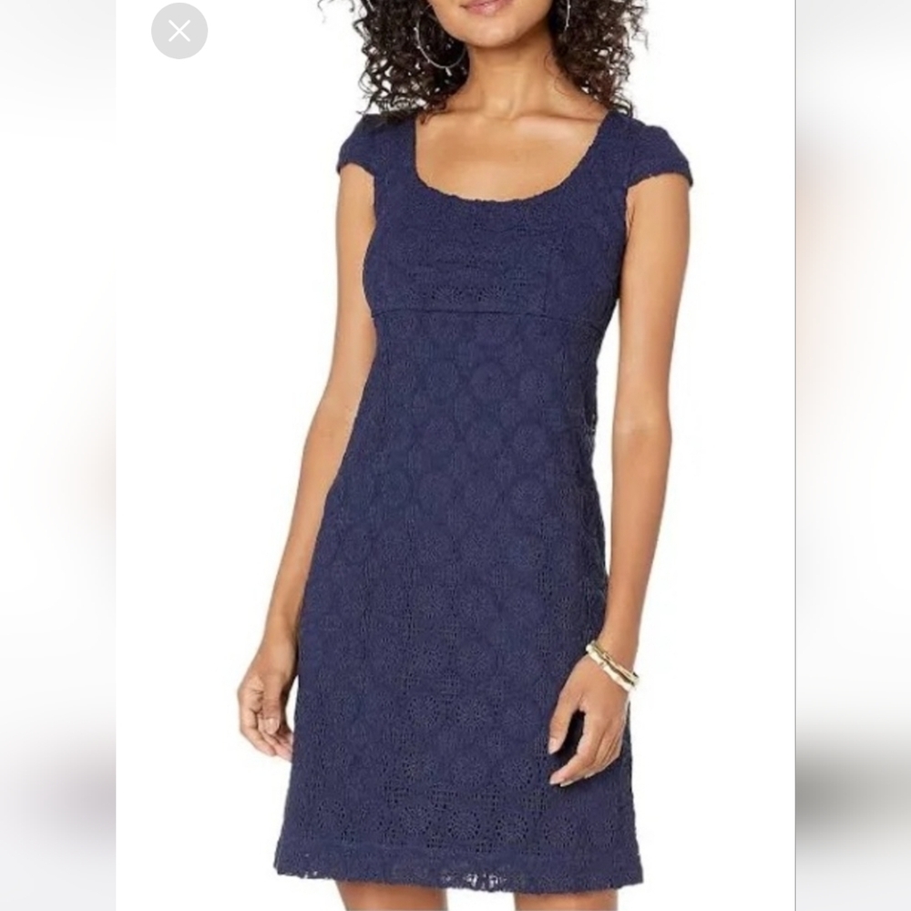 Lilly Pulitzer Laurent True Navy Lace Dress SZ 2 Style# 003550
